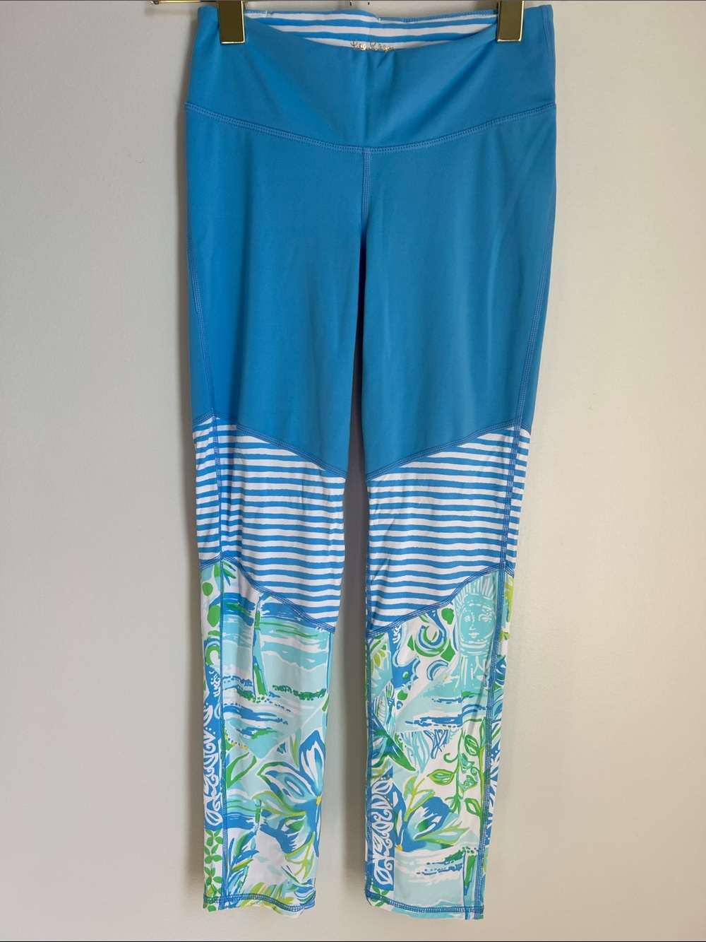 Lilly Pulitzer | Luxletic Blue Striped & Floral Leggings #004064 Size XS